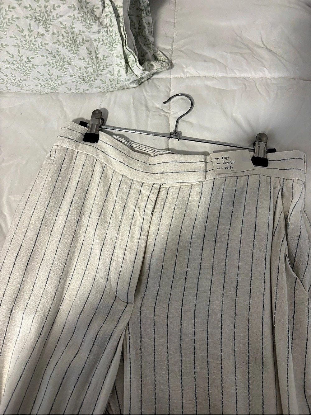 Abercrombie & Fitch High Rise Linen Straight Leg Striped Pants Waist 29 S